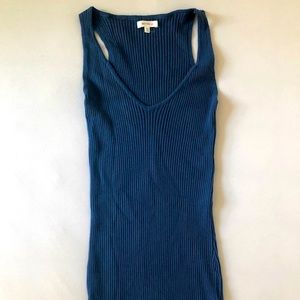 Blue Midi Bodycon Dress with Slit